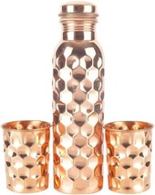 Pure Copper Water Bottle WithTumbler Glass Vessel Ayurveda Health Benefit 950ml - £20.77 GBP