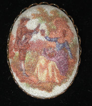 Lady Man Courting love couple vintage Pin Romantic brooch - $13.00