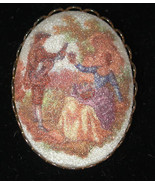Lady Man Courting love couple vintage Pin Romantic brooch - $13.00