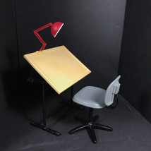 Drafting Artist Table Red Lamp Swivel Desk Chair toy American girl doll size - £59.78 GBP