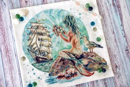 Mermaid cross stitch sea pattern pdf - Mermaid embroidery fairy ship nee... - $14.39