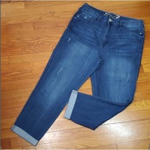 Seven7 Size 16 Jeans Weekend Boyfriend Fit Cuff Stretch Blue Cotton Denim - $34.30