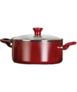T-FAL ~ RED ~ 5 Quart ~ Aluminum ~ Stewpot w/Glass Lid ~ Non-Stick Interior - €51,48 EUR