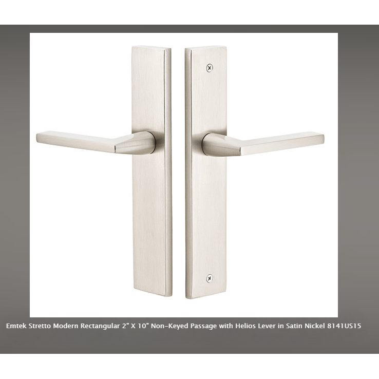 Emtek 8141 Stretto Modern Rectangular 2 X 10 Non-Keyed Passage left hand - $138.60