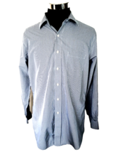 Brooks Bothers Dress Shirt Men&#39;s Size 16.5 Blue White Check Cotton Button Front - £16.78 GBP