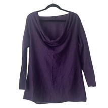 Eileen Fisher Baby Alpaca Purple Drape Neck Tunic Shirt Womens Petite Medium - £33.99 GBP