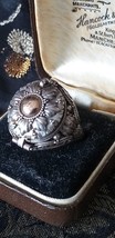 Antique Vintage Victorian 1890-s Locket Silver 800 /9CT Gold Ring Size U... - £132.94 GBP