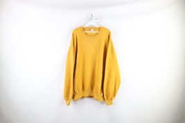 Vintage 90s Russell Athletic Mens XLT Faded Blank Crewneck Sweatshirt Yellow USA - £46.70 GBP