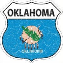 Oklahoma State Flag Highway Shield Novelty Metal Magnet HSM-144 - £11.78 GBP