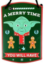 Star Wars Yoda Christmas Ornament Merry Time Metal 6&quot; x 4&quot; NWT - £9.77 GBP