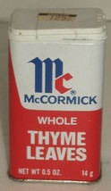 Vintage McCormick Whole Thyme Leaves Spice Storage Tin Can - £7.11 GBP