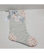 Simply Shabby Chic Blue Pink Floral Rose Christmas Stocking Bow Happy Ho... - £35.03 GBP