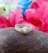 Natural Pearl Stone Ring 925 Sterling Silver Ring Handmade Ring Dainty Ring  - £42.82 GBP
