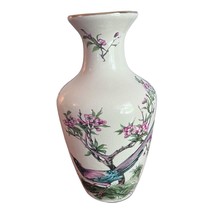 Vtg Japanese White Vase Cherry Blossoms Sakura 11&quot; Crazing California Originals - £19.46 GBP