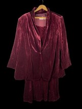 Susan Graver Size 2X Dress &amp; Jacket Set Red Velour Velvet Fancy Holiday ... - $65.09
