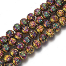 10 Rainbow Lava Beads 11mm Electroplated Stone Round Circle Bumpy Jewelr... - £5.62 GBP