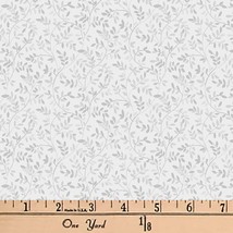 2 Yard Piece - Italian Leaves Silver Gray Quilter&#39;s Cotton Fabric Precut M409.35 - £7.96 GBP