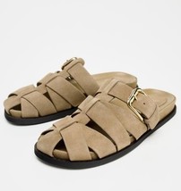 ZARA BNWT 2025. SAND BROWN SPLIT SUEDE CAGE SANDALS. 2548/510 - $106.20
