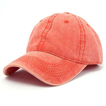 HOT Orange Dyed Washed Retro Cotton - Plain Polo Baseball Ball Cap Hat Unisex - £12.44 GBP