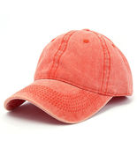HOT Orange Dyed Washed Retro Cotton - Plain Polo Baseball Ball Cap Hat U... - £12.66 GBP