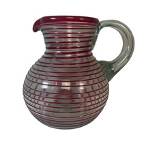 Ruby Red Spiral 120 oz Large Bola Pitcher Mexican Blown Glass - £42.19 GBP