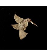 HUMMINGBIRD Bird Vintage BROOCH Pin in Gold-Tone - 2 inches - FREE SHIPPING - $12.50