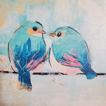 Canvas Print of 2 Blue Birds, Bluebird Wall Art, Frameless, 8x8 inch image 3