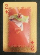 Animal-Themed Golden Foil PVC Mini Playing Card Frog 2 Diamonds - $1.84