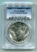 1922 HOT 50 VAM 4 DOUBLED MOTTO PEACE SILVER DOLLAR PCGS MS65 PREMIUM QU... - £637.02 GBP