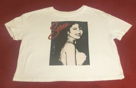Selena Quintanilla T Shirt Womens Size Large White Crop Cropped Tee Tejano - £9.06 GBP