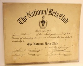 Vintage National Beta Club Certificate from 1947  - £10.19 GBP