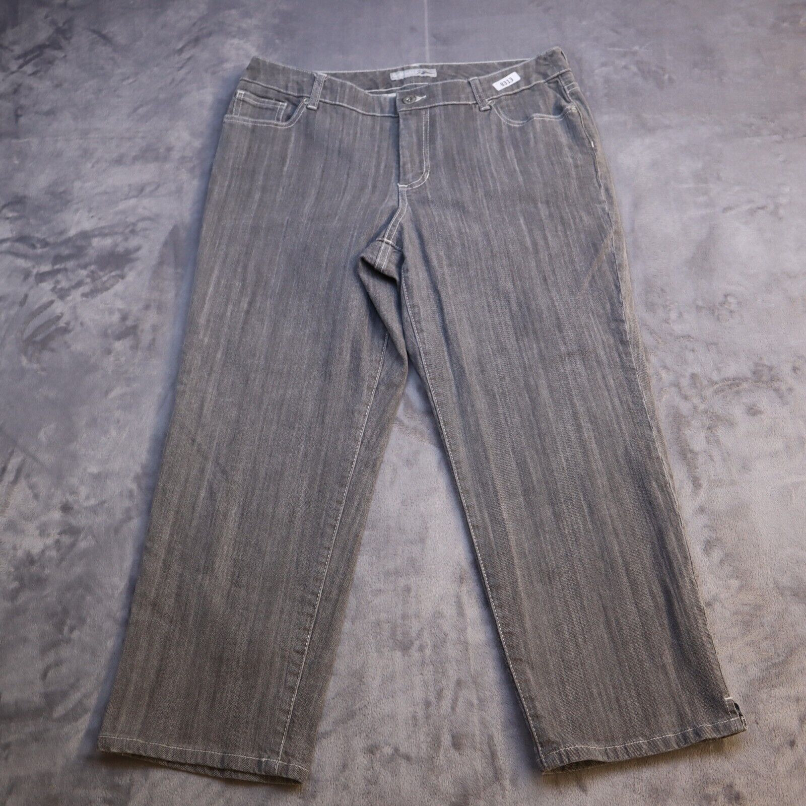 Chicos Platinum Cropped Gray Jeans Pants Stretch Plus Size Casual Womens 2 - $19.68