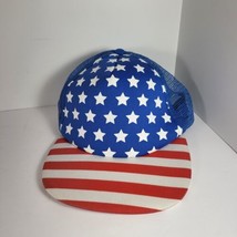USA Flag Trucker Hat Mesh Snapback Cap Stars Stripes Patriotic Blue Red ... - £8.63 GBP