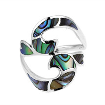 Divine Aum or Om Symbol Abalone Shell Inlay .925 Silver Ring-7 - £17.04 GBP