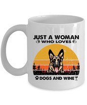 German Shepherd Dogs Coffee Mug Ceramic Just A Woman Who Loves Dog &amp; Wine Mugs - £13.38 GBP+