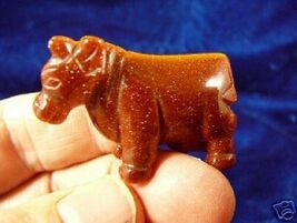 (Y-COW-550) COW cows dairy Brown Swiss GEM STONE figurine CARVING Guernsey - $15.59