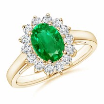 ANGARA Natural Emerald Ring with Diamond Halo in 14K ... - £2,779.77 GBP