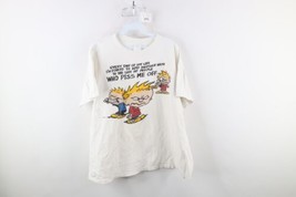 Vintage 90s Mens XL Distressed Spell Out Pissed Off Calvin Comic T-Shirt White - £39.40 GBP