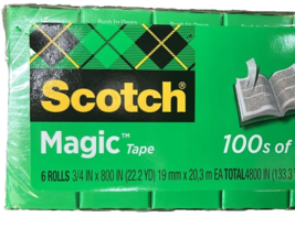 Scotch Magic Tape Refill 4 Rolls (3/4&quot; x 800&quot; Per Roll) Matte Photo Safe - £11.73 GBP