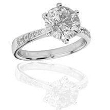 White Gold Plated LC Moissanite Engagement Ring Wedding Anniversary 2.1ct - £50.92 GBP