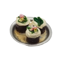 Vintage Artesian Dollhouse Miniature Chocolate Cupcakes on Platter Dessert Food - £21.28 GBP