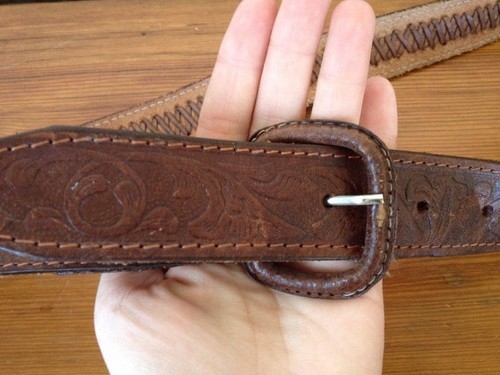 Vtg Braided Genuine Thick Leather Handtooled Brown Woven Mexico Belt 40 ... - £18.52 GBP