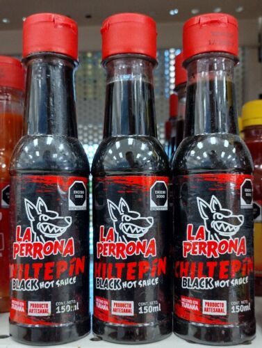 3X LA PERRONA CHILTEPIN SALSA NEGRA BLACK HOT SAUCE - 3 of 150ml -PRIORI... - $19.34