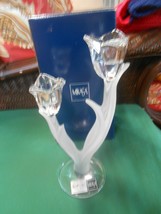 NIB- Mikasa Full Lead Crystal &quot;Spring Aria&quot; Double Candle Holder 10&quot; - £19.45 GBP