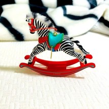 Vintage Hallmark Zebra Rocking Horse Christmas Tree Ornament - £15.77 GBP