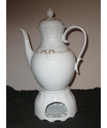 AK. Kaiser Porcelain Teapot / Coffee Pot, With Lid, Warmer Base  Gold Tr... - $134.40