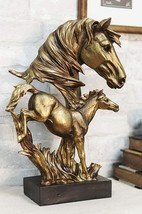 Ebros Large 15&quot; H Wild Stallion Horse Bust Statue On Museum Style Pedest... - £52.69 GBP