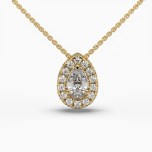 3ct Deluxe Halo Pear and Round Moissanite Lab Grown Diamond Pendant Neck... - $1,200.00