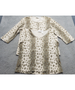 Two Piece Set Liz Claiborne Tank &amp; Shirt Women Petite Medium Multi Leopa... - $38.03 CAD