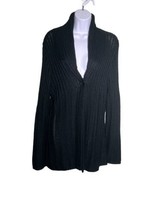 Chico&#39;s Size 1 US Medium 8 Black Wool Acrylic Blend Sweater Cardigan - £17.00 GBP